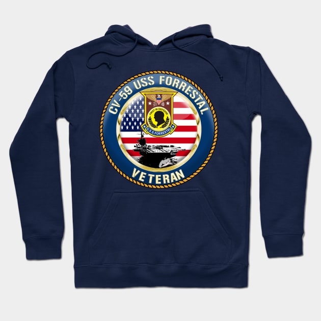 CV59 USS Forrestal Crest Hoodie by MilMerchant